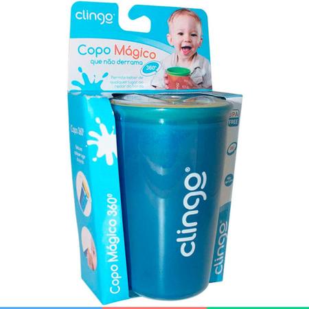 Copo Infantil Transição Para Bebês 12 Meses 360 Antivazamento Grande 235 mL  Clingo - Dino