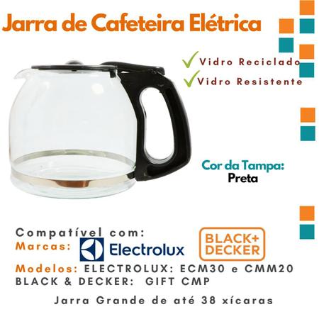 Imagem de Copo Jarra de Cafeteira Electrolux ECM30 38cafés Vidro Forte