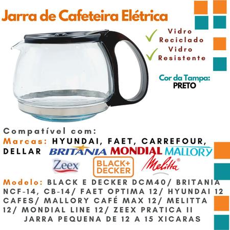 Imagem de Copo Jarra de Cafeteira ZEEX Pratica II 15 cafés Vidro Forte