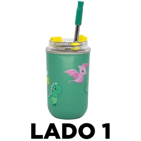 Imagem de Copo Meu Amigo Dinossauro Térmico Quente Gelado 300ml Com Tampa E Canudo