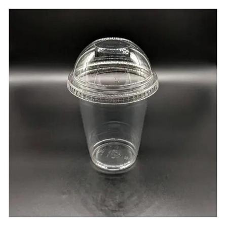 Imagem de Copo Milkshake Transparentes Bolha Com Tampa Furo De 330 Ml