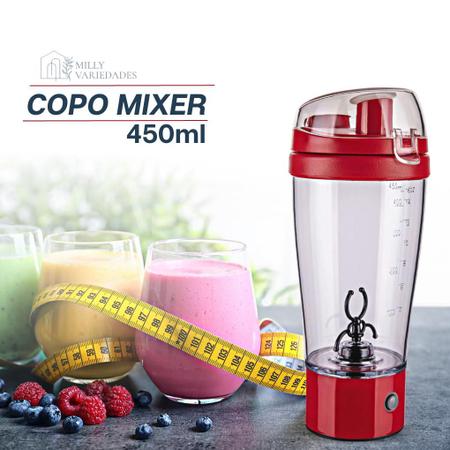 Imagem de Copo Mixer A Pilha 450ml Para Misturar Bebidas Whey Sucos e Shakes Euro Home
