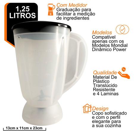 Copo para liquidificador modelo mondial dinamico ref. 6469 - MEBRASI/GYMIS Imagem de Copo para liquidificador modelo mondial dinamico ref. 6469