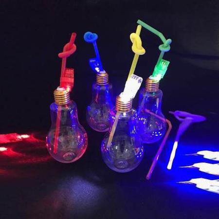 Imagem de Copo Pisca Pisca Lampada Led Com 10 Unid Canudo Festa 350 Ml