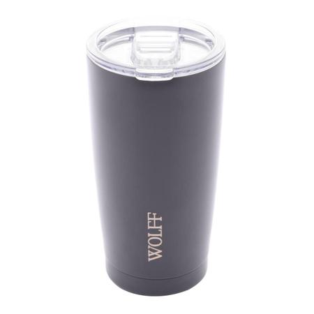 Copo Térmico De Aço Inox Cinza Com Tampa Parede Dupla 600Ml - Wolff Imagem de Copo Térmico De Aço Inox Cinza Com Tampa Parede Dupla 600Ml