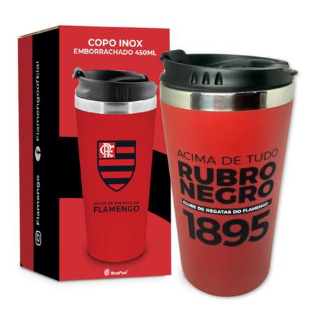 Imagem de Copo Térmico Flamengo Emborrachado Inox 450ml