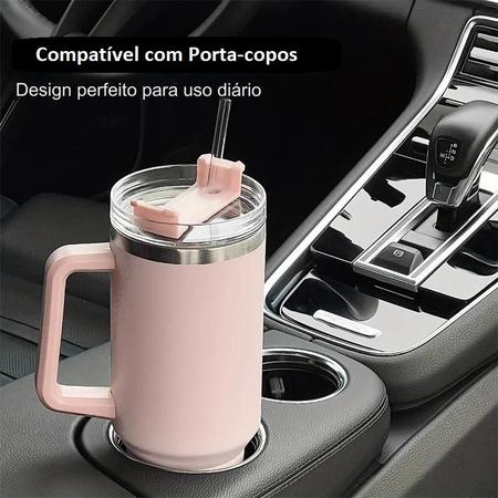 Imagem de Copo Térmico Grande 1200 Ml Canudo Parede Dupla Cor Lilás