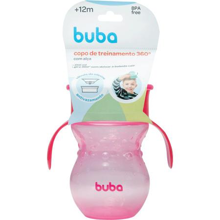 Copo de Treinamento 360° Buba Antivazamento com Alças Rosa 210ml - Pequenos  Travessos