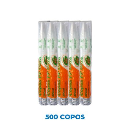 Imagem de Copos Descartáveis Ultra Transparentes PP 200ml Com 500 unidades Tira de Plástico Água Refrigerante Bebida Comemoração Festa