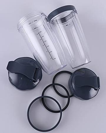 Imagem de Copos Liquidificador NutriBullet de 8 peças Copos de 32oz com Tampas Flip-Top To-Go e Anéis Labiais Twist-on e Juntas de Borracha Compatíveis com NutriBullet 900W 600W Blenders Peças de Reposição para NutriBullet