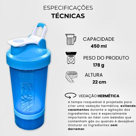 Imagem de Coqueteleira Shaker Weezer BPA Free Com Porta Whey e Comprimido Unissex