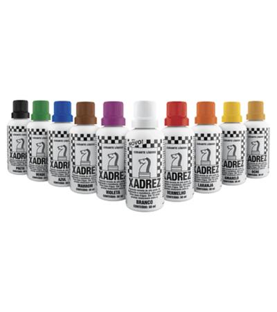 Corante Liquido Tinta Xadrez Amarelo Azul Branco Laranja Marrom Violeta  Preto Verde Bisnaga 50ml - MAZA - Corante para Tinta - Magazine Luiza