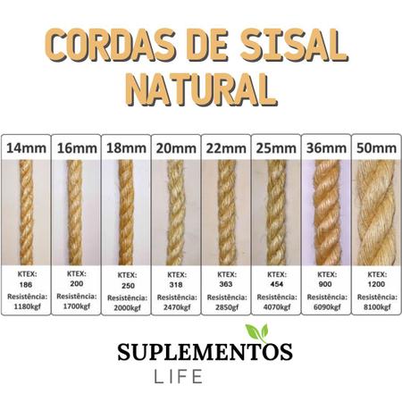 Imagem de Corda De Sisal Natural 20mm 5 Metros Naval Reforçada Arranhador Balanço Decoração Artesanato Amarrações