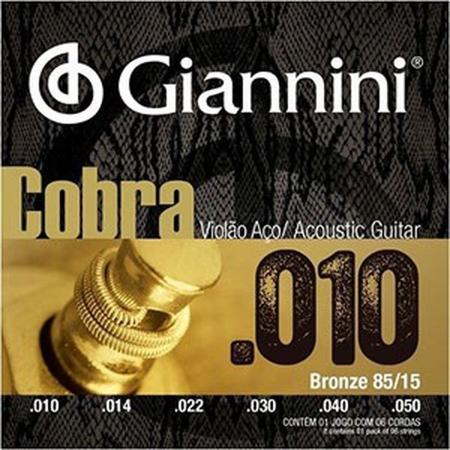Imagem de Corda Giannini Modelo Cobra Encordoamento Violão Aço .010 (Tensão Leve) 85/15 Bronze GEEFLE