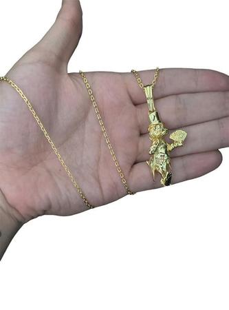 Cordão Cadeado 1Mm + Pingente Tio Patinhas - Banhado A Ouro - Tojoia18K Imagem de Cordão Cadeado 1Mm + Pingente Tio Patinhas - Banhado A Ouro