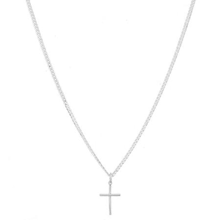 Imagem de Cordão Corrente Masculina Grumet 70cm Pingente Crucifixo De Prata 925