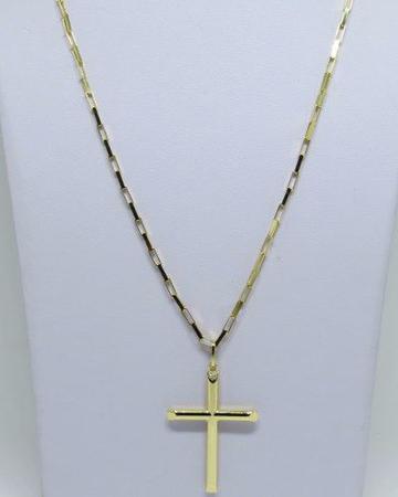 Imagem de Cordão Corrente Masculina Ouro 10 Gramas Maciça 60cm E Crucifixo 4.5cm Ouro 18k Cadeado