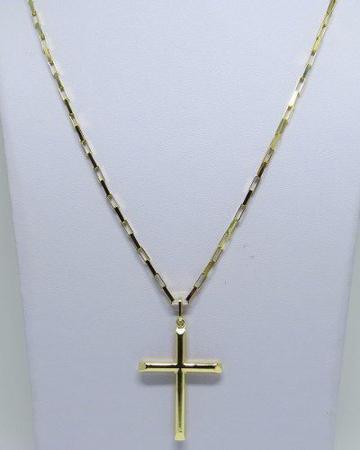 Imagem de Cordão Corrente Masculina Ouro 10 Gramas Maciça 60cm E Crucifixo 4.5cm Ouro 18k Cadeado