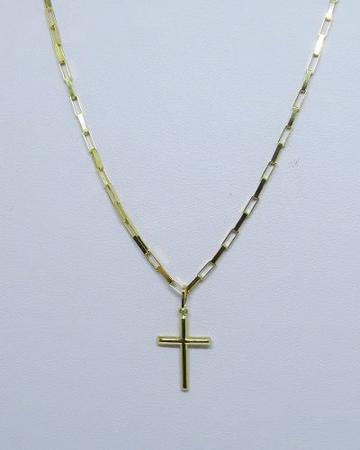 Imagem de Cordão Corrente Masculina Ouro 60cm 2.7 Gr E Pingente Crucifixo Ouro 18k 750 Cadeado