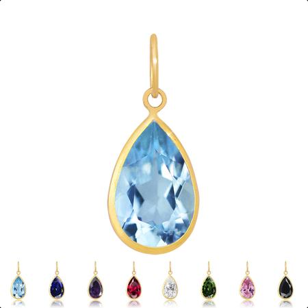 Cordão Feminino Veneziana Ouro 18k 50cm Gota De Zircônia 9mm Água Marinha - Dream Factory Jóias Imagem de Cordão Feminino Veneziana Ouro 18k 50cm Gota De Zircônia 9mm Água Marinha