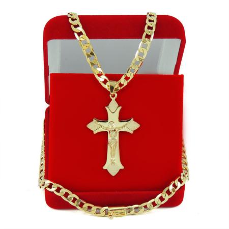 Cordão Masculino 7mm 60Cm e Pulseira e Pingente Ouro - Tks premium Imagem de Cordão Masculino 7mm 60Cm e Pulseira e Pingente Ouro
