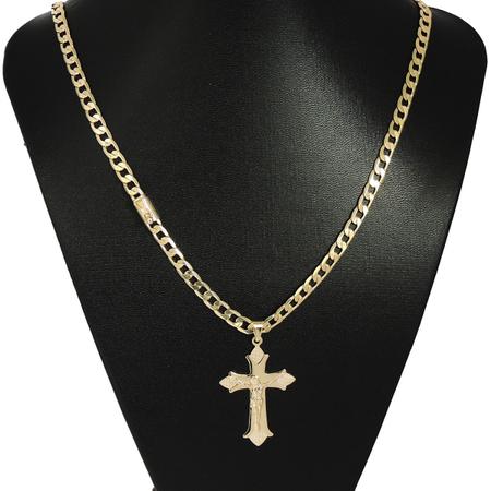 Cordão Masculino 7mm 70Cm e Pingente Banhados a Ouro 18K - Tks premium Imagem de Cordão Masculino 7mm 70Cm e Pingente Banhados a Ouro 18K