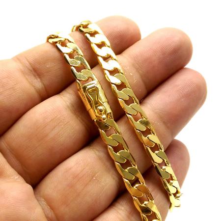 Cordão Masculino 7mm 70Cm e Pingente Banhados a Ouro 18K - Tks premium Imagem de Cordão Masculino 7mm 70Cm e Pingente Banhados a Ouro 18K