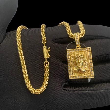 Cordão Peruano 5Mm + Pingente Jesus Cristo - Banhado A Ouro - Tojoia18K Imagem de Cordão Peruano 5Mm + Pingente Jesus Cristo - Banhado A Ouro