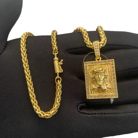 Cordão Peruano 5Mm + Pingente Jesus Cristo - Banhado A Ouro - Tojoia18K Imagem de Cordão Peruano 5Mm + Pingente Jesus Cristo - Banhado A Ouro