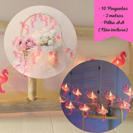 Imagem de Cordão Varal De Led Pingente De Flamingo Rosa