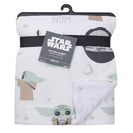 Imagem de Cordeiros e Hera Star Wars A Criança / Bebê Yoda / Grogu Branco Minky / Fleece Baby Cobertor