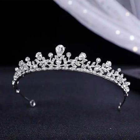 Imagem de Coroa De Cabelo Noiva Casamento Prata Tiara Daminha T115