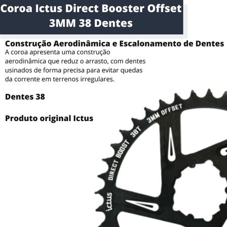 Imagem de Coroa Ictus Direct Booster Offset 3MM 38 Dentes Preta