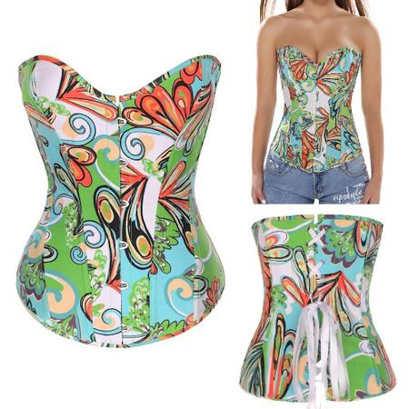 Corselet Verde Floral