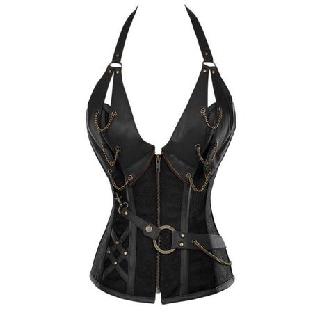 Imagem de Corpete Corset Corselet Redutor Medieval Country Polyester Couro Cores