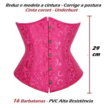 Corpete Corset Corselet Underbust Cinta Floral Rosa Pink M611 - Fantasy  Shopping Brasil - Corpete - Magazine Luiza