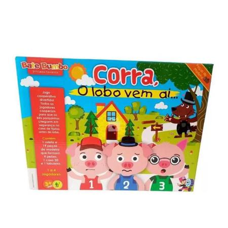 Jogo dos 3 Porquinhos - Corra, o Lobo vem aí - Peças de Madeira - Taki  Brinquedos