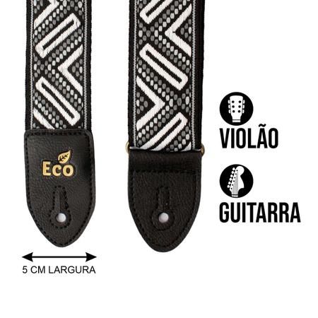 Imagem de Correia Black White Ecostrap Violão Guitarra Basso Eco Jacq