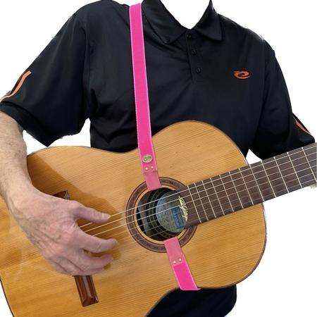 Imagem de Correia de Violão Artesanal 1pink 1marrom - Encaixar e Tocar