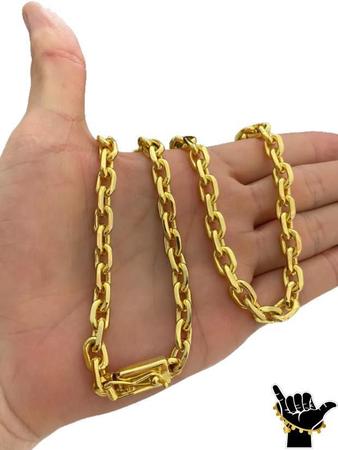 Corrente Cadeado 8Mm + Pingente Águia - Banhado A Ouro 18K - Tojoia18K Imagem de Corrente Cadeado 8Mm + Pingente Águia - Banhado A Ouro 18K