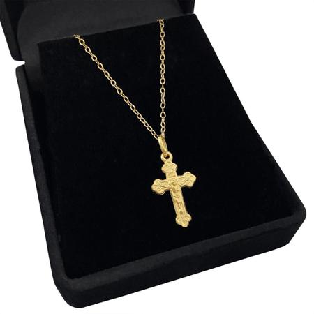 Imagem de Corrente Cadeado Ouro 18k +Crucifixo Elegante de Ouro Maciço