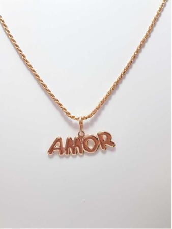 Imagem de Corrente Colar Folheado A Ouro 18k C/ Ping. Amor 45cm