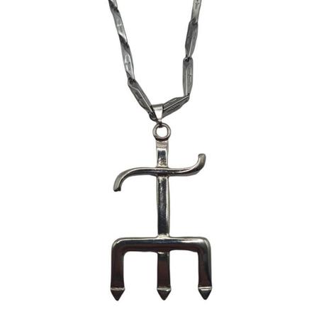 Corrente Com Pingente Exu Tridente 5,5 Cm Prateado - Lua Mística - 100% Original - Loja Oficial Imagem de Corrente Com Pingente Exu Tridente 5,5 Cm Prateado