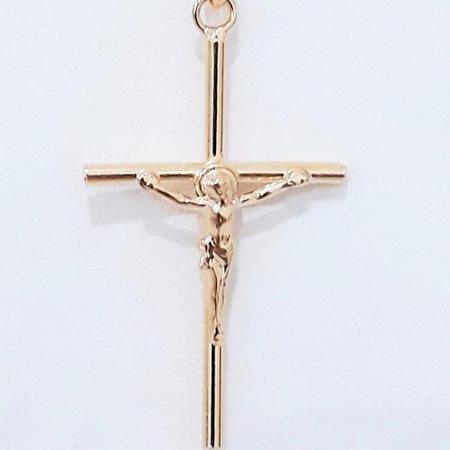 Imagem de Corrente Cordão Masculina 70cm 2mm Crucifixo Face Folheado Ouro. Cod: 1784/1985