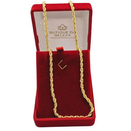 Corrente Cordão Torcido Folheado Banhado a Ouro 60cm 3mm - Butique da Beleza Imagem de Corrente Cordão Torcido Folheado Banhado a Ouro 60cm 3mm