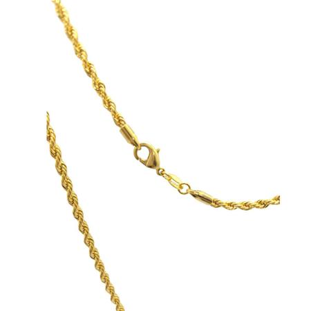 Corrente Cordão Torcido Folheado Banhado a Ouro 60cm 3mm - Butique da Beleza Imagem de Corrente Cordão Torcido Folheado Banhado a Ouro 60cm 3mm