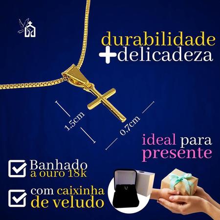 Imagem de Corrente De Cruz Feminino Pequeno Banhado A Ouro 18k