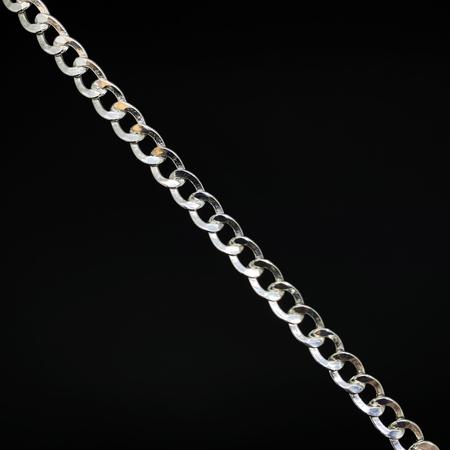 Imagem de Corrente Grumet 70cm de Prata 925 Masculina Cordão 7mm Colares Escama de Peixe Italiana