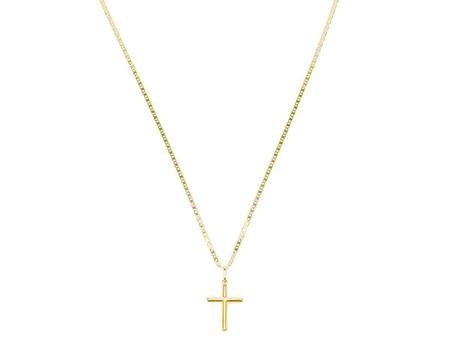 Imagem de Corrente Masculina Piastrine 70cm E Crucifixo Ouro 18k 750