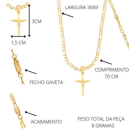 Corrente Masculino Banhado Ouro 18k Cordão Ping Jesus Cristo - Andreia Branco Acessórios Imagem de Corrente Masculino Banhado Ouro 18k Cordão Ping Jesus Cristo